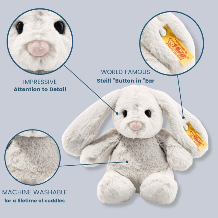 Steiff Hoppie Hase 18 cm hellgrau, Plüschtier Hase mit Schlappohren, Soft Cuddly Friends, flauschiges Kuscheln - Image 4