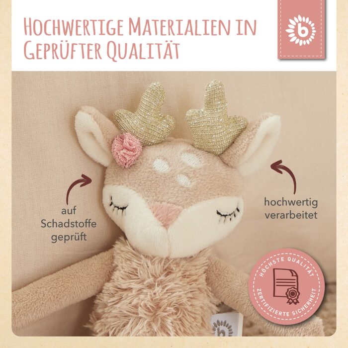 Bieco Kuscheltier Reh Ella mit Rassel | Baby Kuscheltier ab 0 Monate Stofftier Baby Plüschtier Reh rentier - Image 4